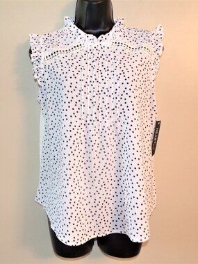 Heart Soul NWT White w/Black Dots Sleeveless Top